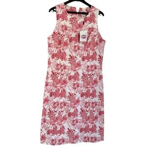 Leggiadro Coral Cotton Pique Toile Sleeveless Dress 14 NWT FLAWED